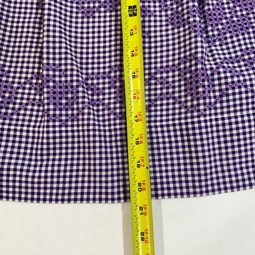 Vintage Purple Gingham Half Apron Hand Embroidered Floral Cottagecore Cotton